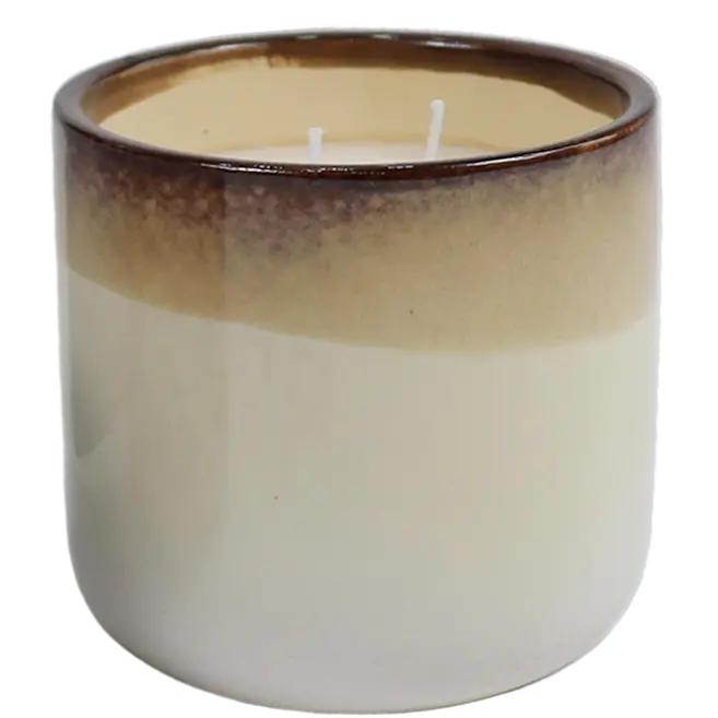 Green-Life ceramic candle jar GF25CJ217 with kiln change glaze, featuring unique reactive finishes for artistic and high-value fragrance product lines.
