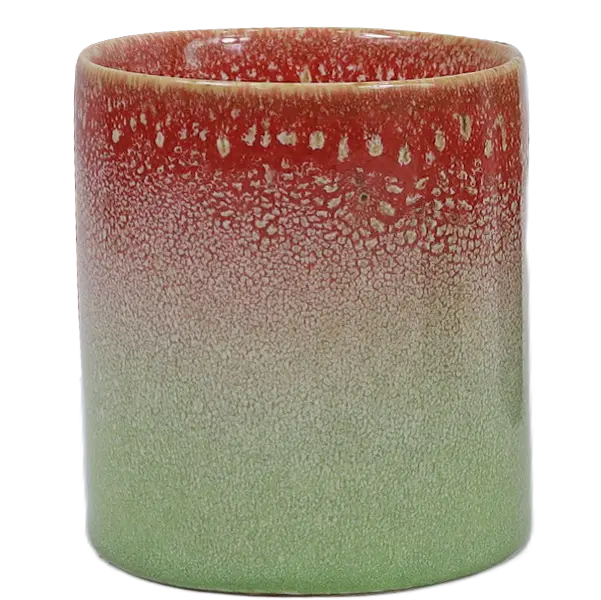 Green-Life ceramic candle jar GF25CJ220 with kiln change glaze, featuring unique reactive finishes for artistic and high-value fragrance product lines.