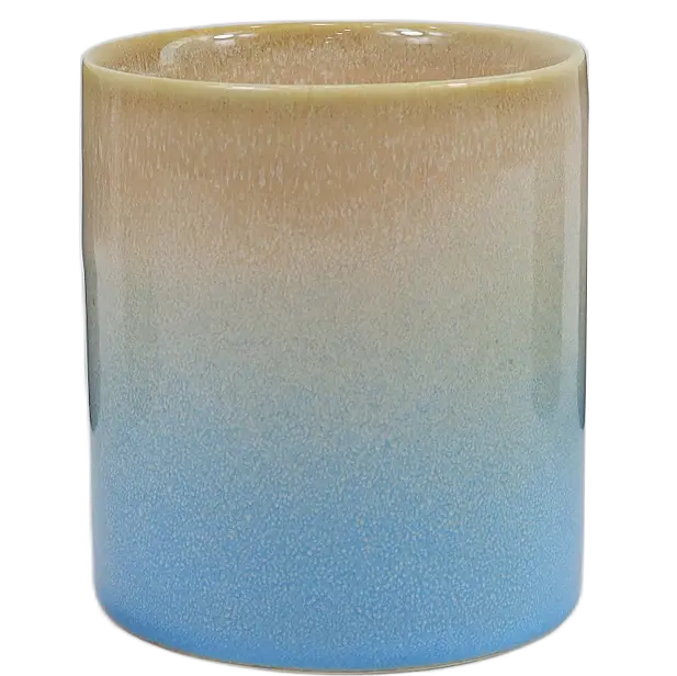 Green-Life ceramic candle jar GF25CJ222 with kiln change glaze, featuring unique reactive finishes for artistic and high-value fragrance product lines.