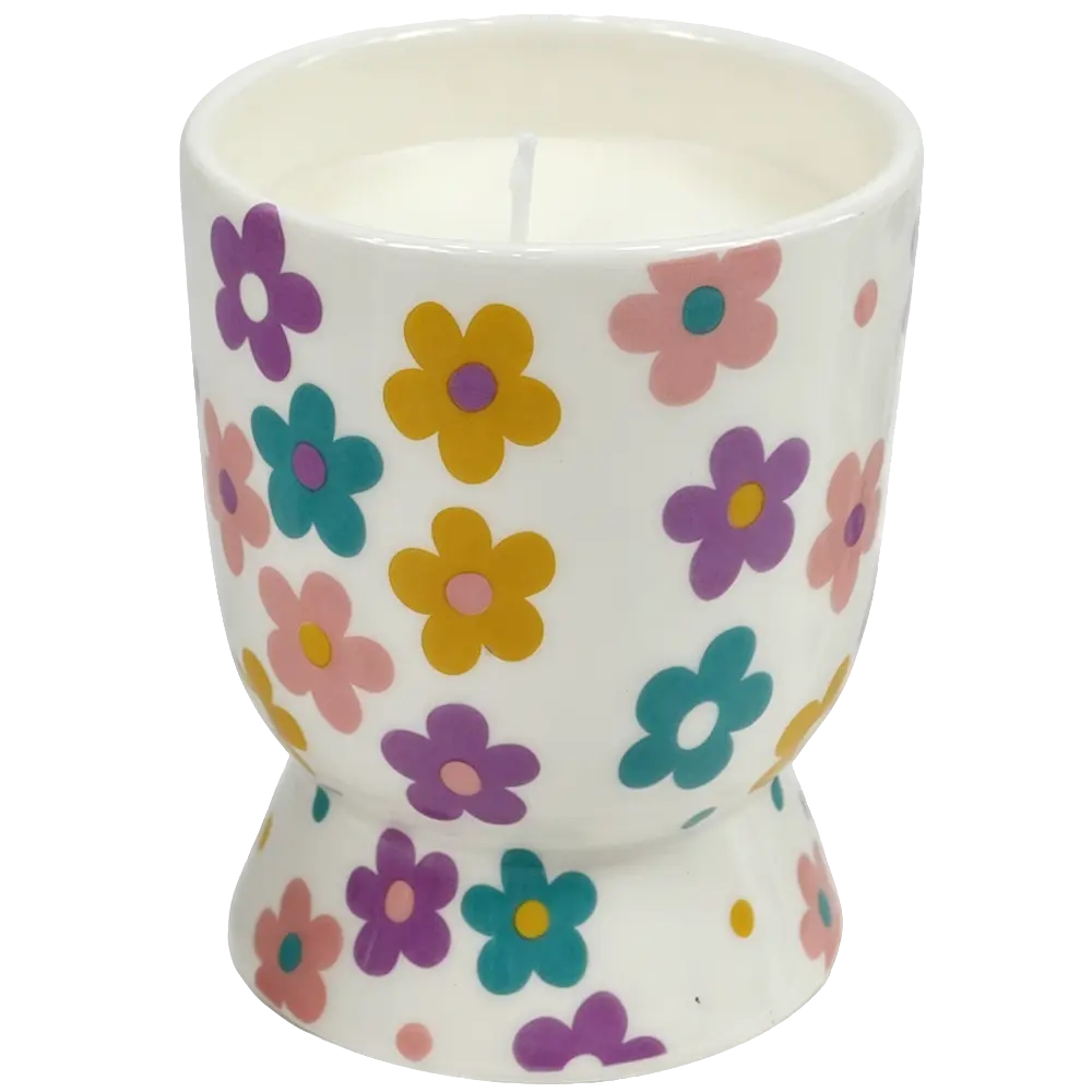 Green-Life ceramic candle jar GF25CJ254 with decal decoration, supporting detailed graphic application and scalable production for private label fragrance brands.