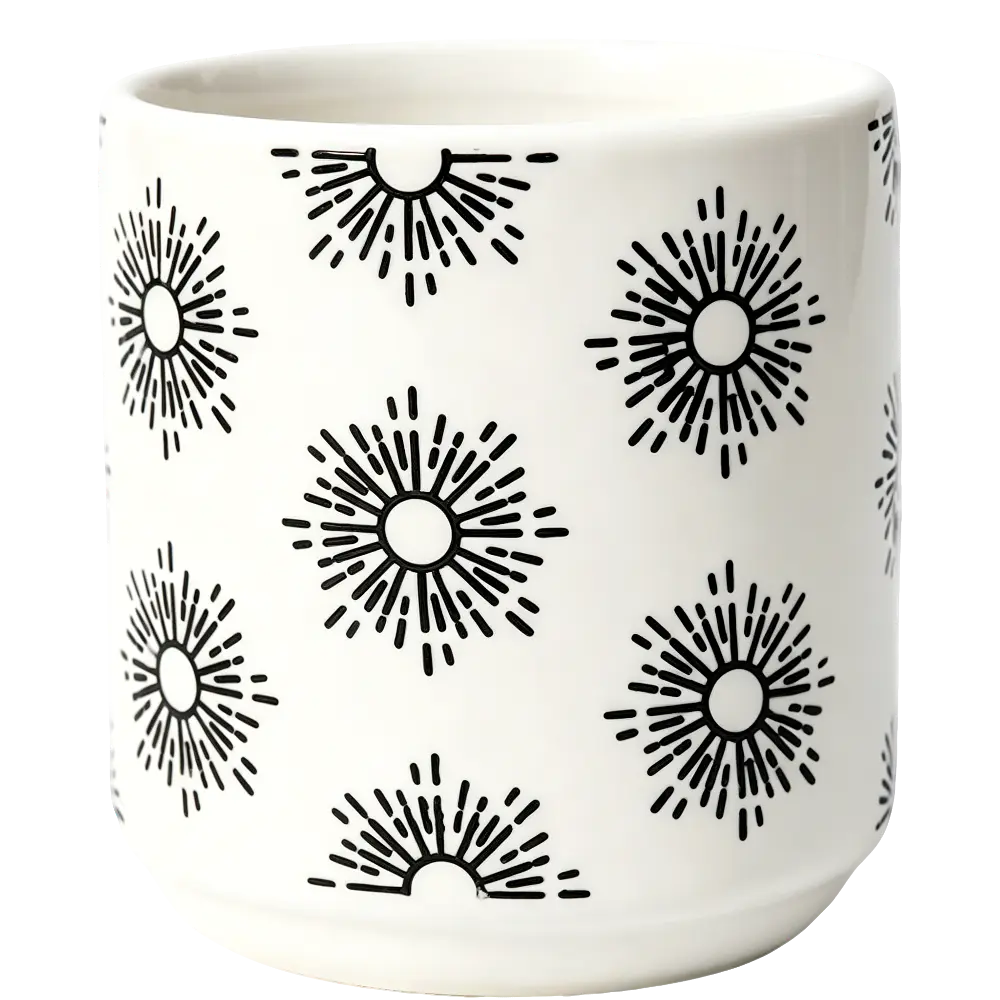 Green-Life ceramic candle jar GF25CJ286 with decal decoration, supporting detailed graphic application and scalable production for private label fragrance brands.