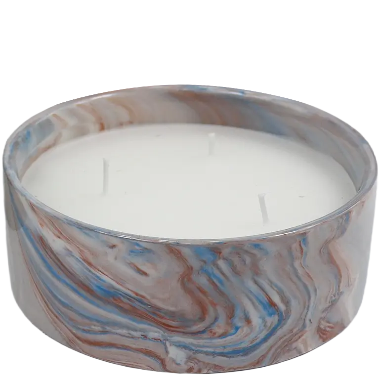 Green-Life ceramic candle jar GF25CJ329 with marble swirl effect, offering natural stone-like patterns for premium fragrance branding and differentiation.