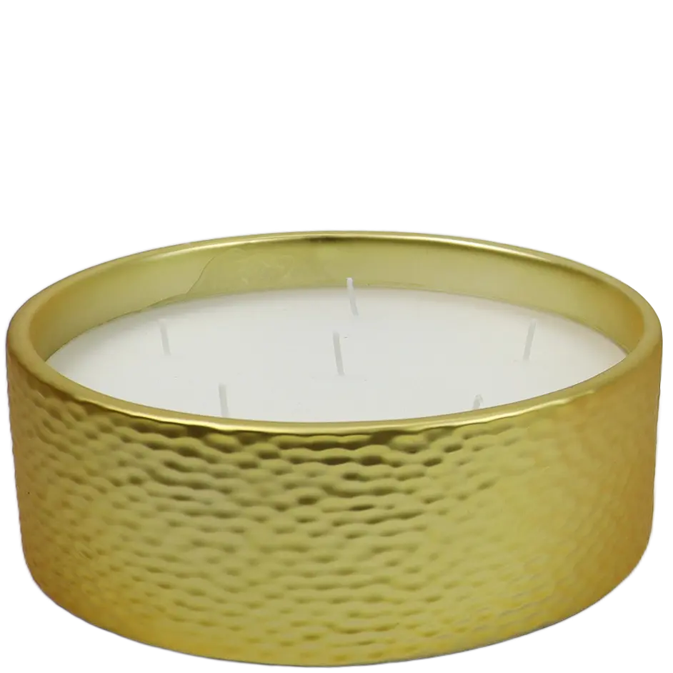 Green-Life ceramic candle jar GF25CJ335 with electroplated finish, delivering metallic shine and high-end positioning for luxury fragrance product lines.