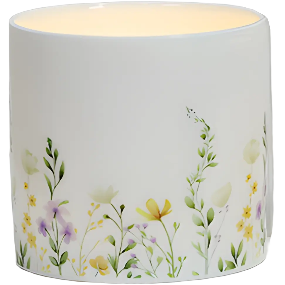 Green-Life ceramic candle jar GF25CJ645 with nature inspired patterns, suitable for botanical fragrance concepts and lifestyle-oriented OEM candle collections.