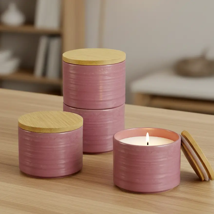 Green-Life ceramic candle jar GL25CJ610C with stackable design, enabling modular scent combinations and flexible product concepts for OEM and private label fragrance brands.
