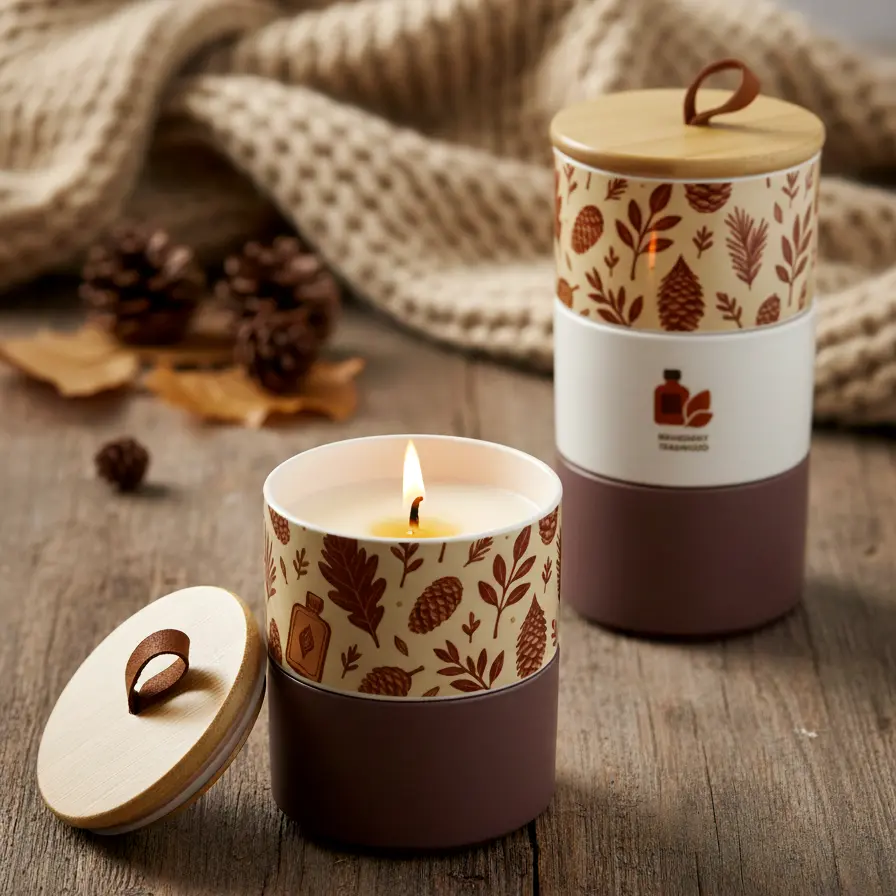Green-Life ceramic candle jar GL25CJ708 with stackable design, enabling modular scent combinations and flexible product concepts for OEM and private label fragrance brands.