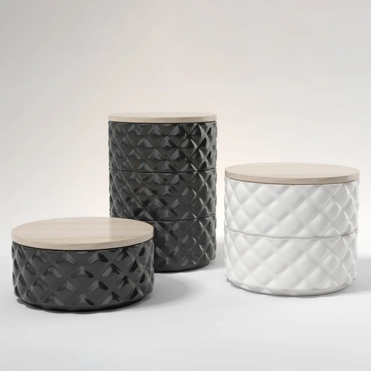 Green-Life ceramic candle jar GL25CJ719 with stackable design, enabling modular scent combinations and flexible product concepts for OEM and private label fragrance brands.