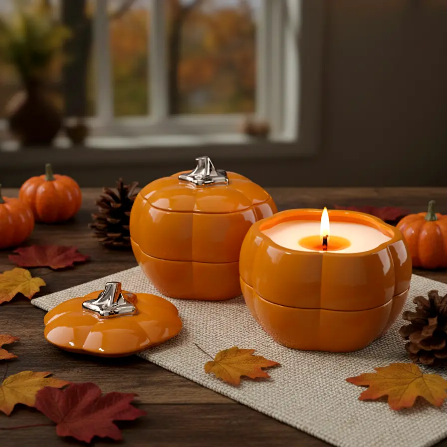 Green-Life ceramic candle jar GL25CJ721 with stackable design, enabling modular scent combinations and flexible product concepts for OEM and private label fragrance brands.