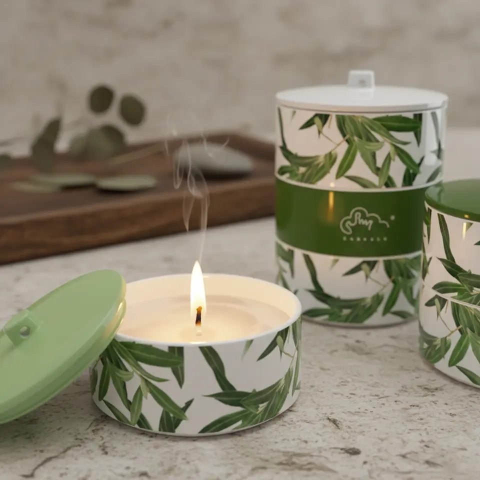 Green-Life ceramic candle jar GL25CJ722 with stackable design, enabling modular scent combinations and flexible product concepts for OEM and private label fragrance brands.