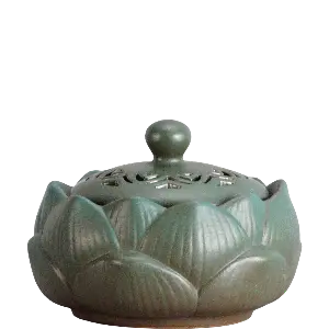 Green-Life ceramic coil incense burner GF24DS310C98 in oriental style, suitable for traditional incense use and cultural fragrance markets with customizable design options