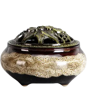 Green-Life kiln change glaze coil incense burner GIB221024-3 featuring unique glaze effects for premium fragrance collections and handcrafted product lines