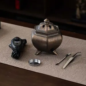 Green-Life ceramic electric incense Powder burner GF26ET108 in oriental style design, providing controlled heating for various incense use in cultural and wellness fragrance programs