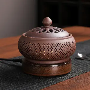 Green-Life ceramic electric incense Powder burner GF26ET112 in oriental style design, providing controlled heating for various incense use in cultural and wellness fragrance programs