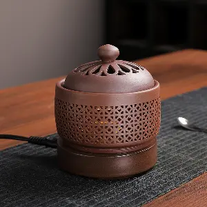 Green-Life ceramic electric incense Powder burner GF26ET117 in oriental style design, providing controlled heating for various incense use in cultural and wellness fragrance programs