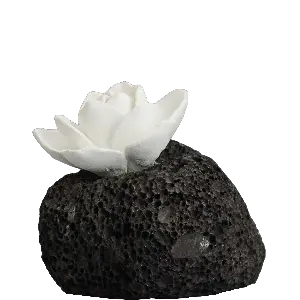 Green-Life ceramic flower diffuser GF26DS150C30 with handcrafted ceramic flower and porous lava stone base, designed for natural fragrance diffusion in home, desktop, car, and vehicle scent programs.
