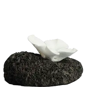 Green-Life ceramic flower diffuser GF26DS152C30 with handcrafted ceramic flower and porous lava stone base, designed for natural fragrance diffusion in home, desktop, car, and vehicle scent programs.