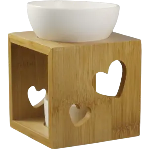 Green-Life ceramic oil burner GKC1930C27 with bamboo frame structure designed for stable heat support and natural style fragrance product lines for private label and retail programs.