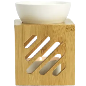 Green-Life ceramic oil burner GL24CO631B with bamboo frame structure designed for stable heat support and natural style fragrance product lines for private label and retail programs.