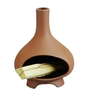 Green-Life ceramic palo santo holder GF24IB889 in traditional style designed for safe wood incense burning in wellness and lifestyle fragrance products