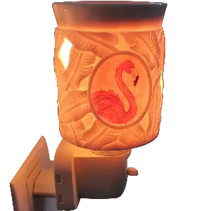 Green-Life ceramic plug-in wax warmer GLC1903225S with decal decoration, developed for detailed pattern designs and scalable fragrance retail programs.