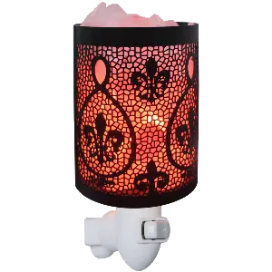 Green-Life metal plug-in salt warmer GF24ES1492E14 designed for heating salt crystals and wax melts, offering dual-use fragrance and ambient lighting for wellness and specialty retail markets.