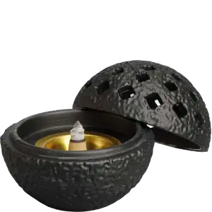 Green-Life stone textured incense cone holder GF09363BC112 designed for stable burning and natural aesthetic, suitable for modern fragrance brands expanding incense product lines