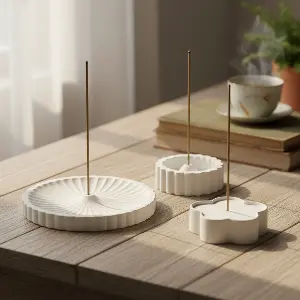 Green-Life plaster incense stick holder GF01110C112 with lightweight modern form, suitable for fragrance brands seeking flexible design options and low MOQ accessory extensions