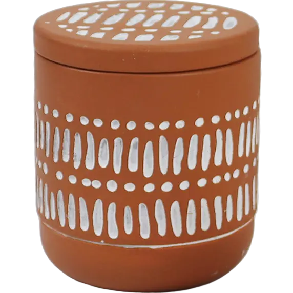 Green-Life cement candle jar GF25CJ197C102 with cutout pattern, combining solid material with light diffusion for decorative fragrance applications.