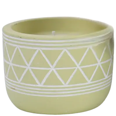 Green-Life cement candle jar GF25CJ197C102 with cutout pattern, combining solid material with light diffusion for decorative fragrance applications.