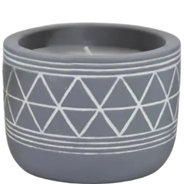 Green-Life cement candle jar GF25CJ197C102 with cutout pattern, combining solid material with light diffusion for decorative fragrance applications.
