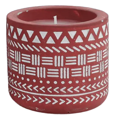 Green-Life cement candle jar GF25CJ197C102 with cutout pattern, combining solid material with light diffusion for decorative fragrance applications.