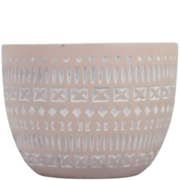Green-Life cement candle jar GF25CJ197C102 with cutout pattern, combining solid material with light diffusion for decorative fragrance applications.