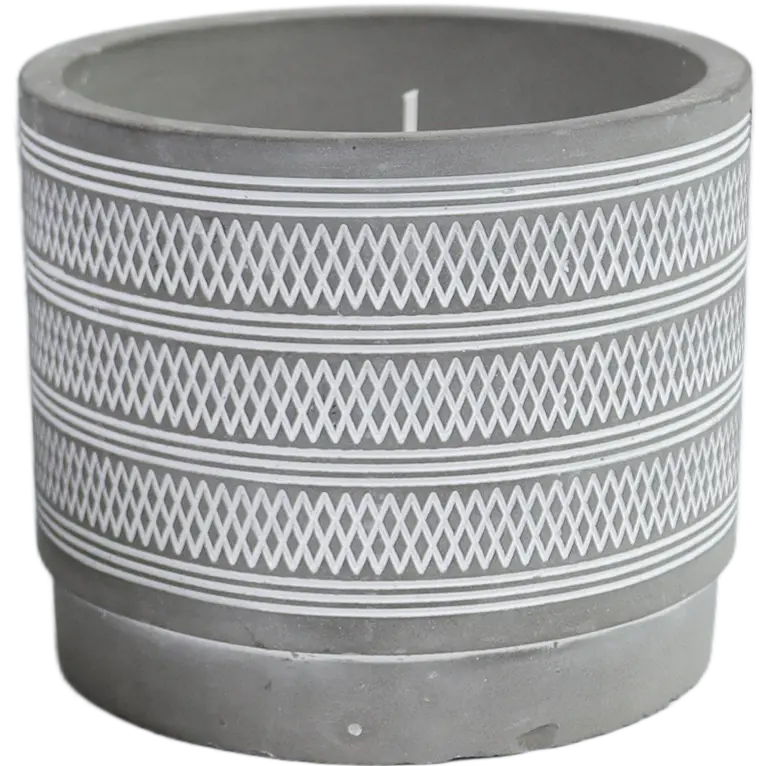Green-Life cement candle jar GF25CJ197C102 with cutout pattern, combining solid material with light diffusion for decorative fragrance applications.