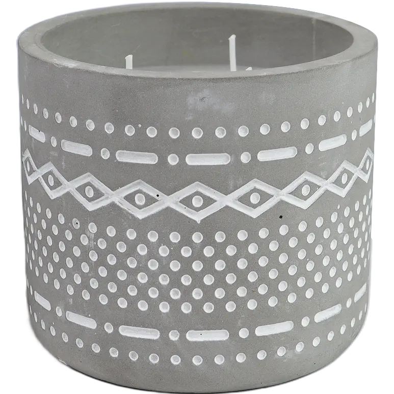 Green-Life cement candle jar GF25CJ197C102 with cutout pattern, combining solid material with light diffusion for decorative fragrance applications.