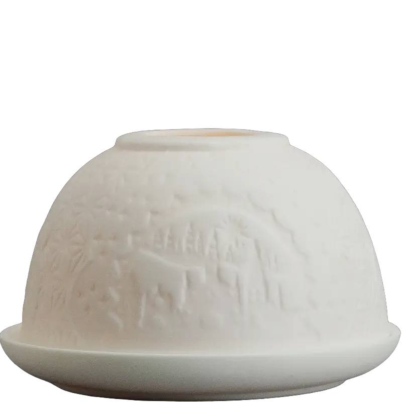 Green-Life dome shape luminary candle holder GF23B693C03 creating full-surface glow effect, designed to enhance ambient lighting and increase perceived value in candle gift collections.