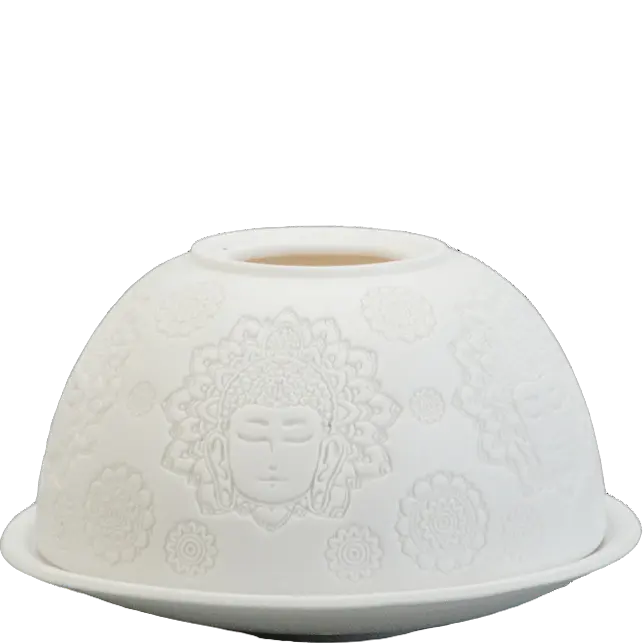 Green-Life dome shape luminary candle holder GF23B693C05 creating full-surface glow effect, designed to enhance ambient lighting and increase perceived value in candle gift collections.
