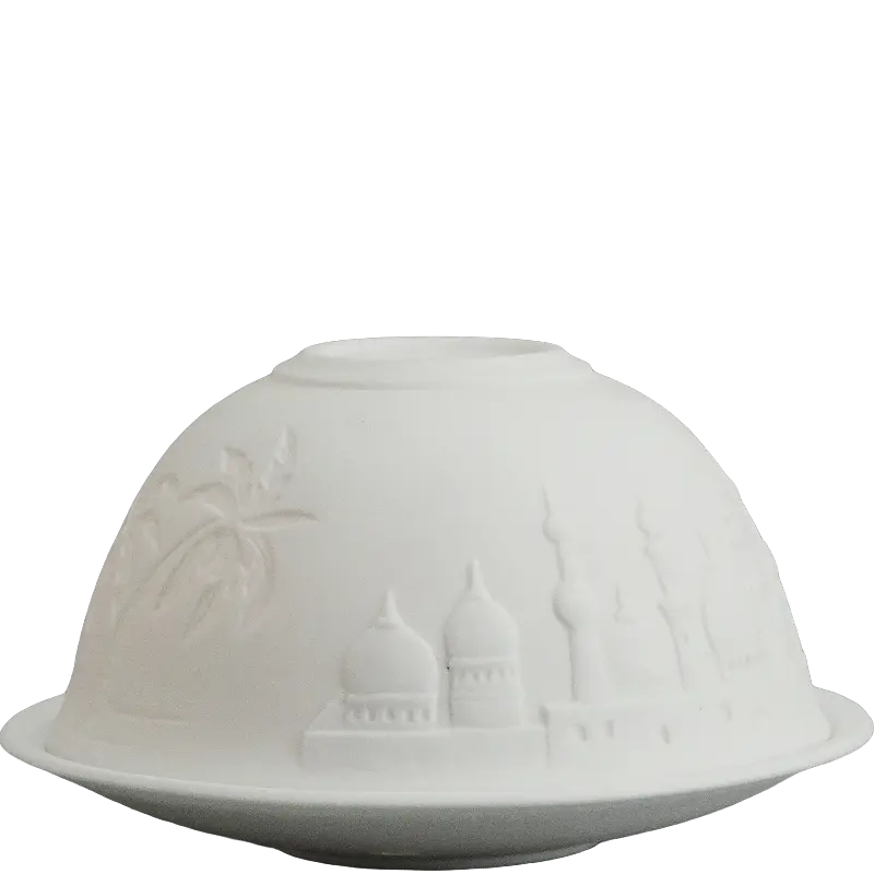 Green-Life dome shape luminary candle holder GF23B693C12 creating full-surface glow effect, designed to enhance ambient lighting and increase perceived value in candle gift collections.