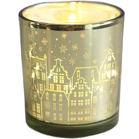 Green-Life glass luminary candle holder GF25CH502 with laser engraving, enabling precise light projection and refined surface effects for premium private label candle collections.