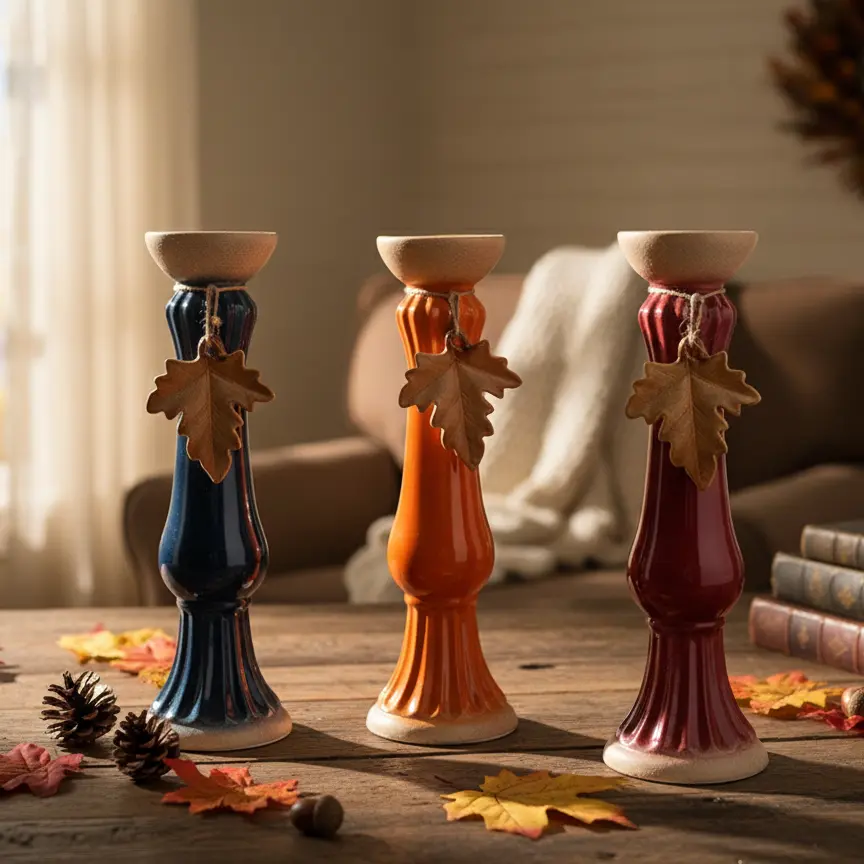 Green-Life ceramic candle stick holder GF25CH808 with holiday themes, suitable for festive campaigns and limited edition candle collections.