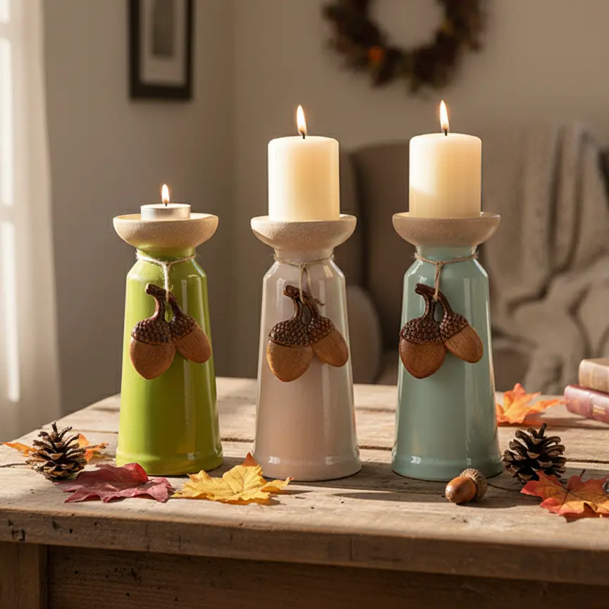 Green-Life ceramic candle stick holder GF25CH809 with holiday themes, suitable for festive campaigns and limited edition candle collections.