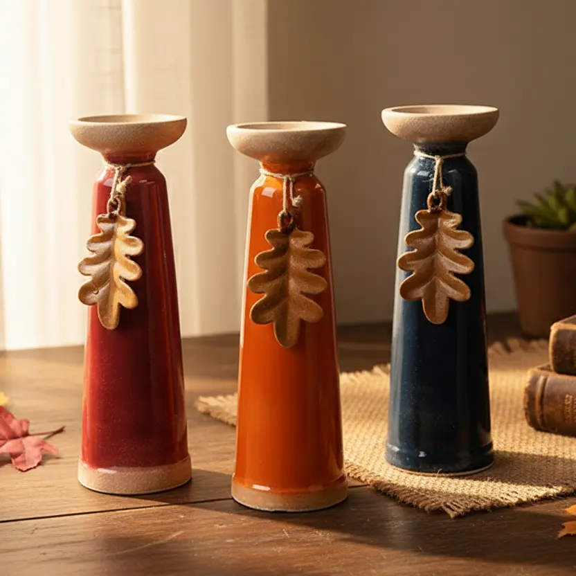 Green-Life ceramic candle stick holder GF25CH810 with holiday themes, suitable for festive campaigns and limited edition candle collections.