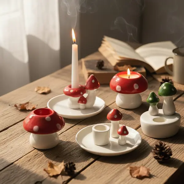 Green-Life ceramic candle stick holder GF25CH899 with nature inspired forms, supporting lifestyle and botanical candle collections for private label development.