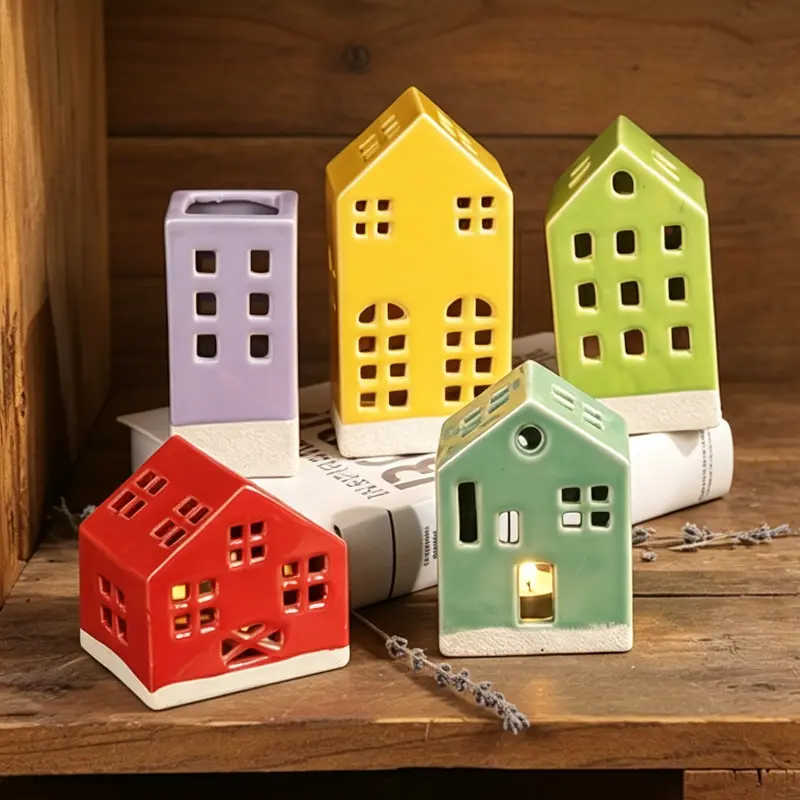 Green-Life figurative luminary candle holder GF25CH564 with architectural forms, suitable for themed collections and collectible candle product lines.