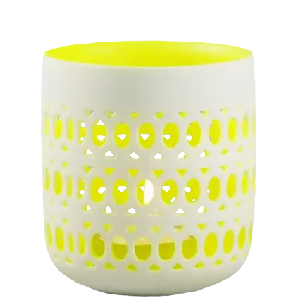 Green-Life ceramic luminary candle holder GLC180573 with cutout pattern, projecting decorative light effects that support seasonal launches and visual merchandising.