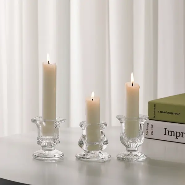 Green-Life glass candle stick holder GF25CH716 with simple modern design, suitable for clean and minimal candle lines and scalable private label programs.