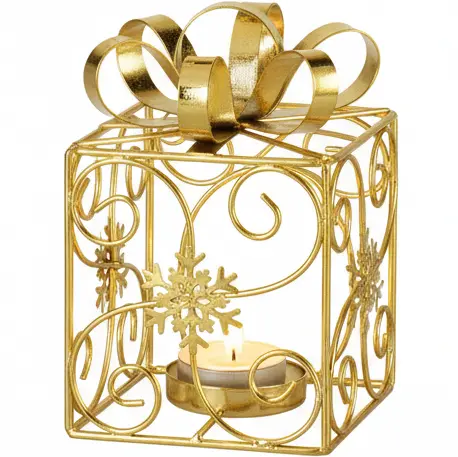Green-Life metal luminary candle holder GF25CH678 with festive design, suitable for promotional campaigns and seasonal candle product development.