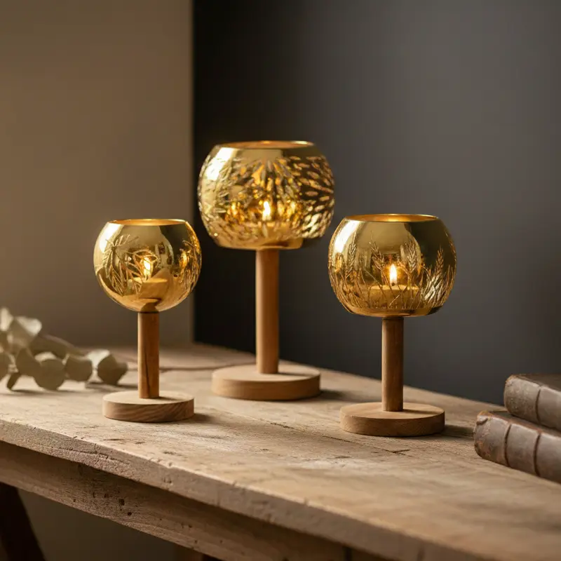 Green-Life sculptural metal luminary candle holder GF25CH679 designed for artistic and statement candle collections, supporting premium brand positioning.