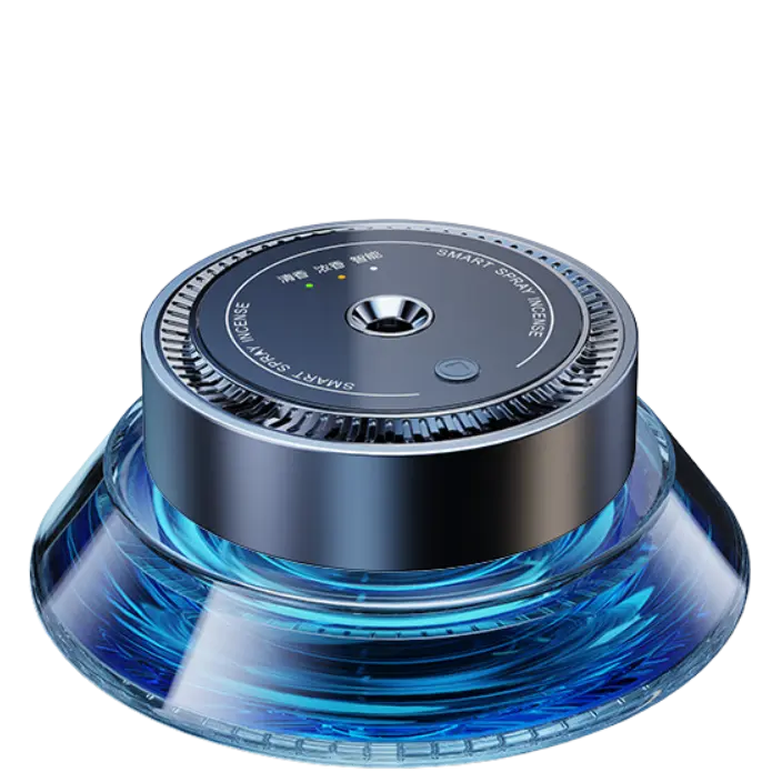 Green-Life metal car diffuser GF24DS575E24 powered by solar energy, designed to sit on the dashboard or windshield area and deliver continuous fragrance diffusion for modern automotive aroma collections.