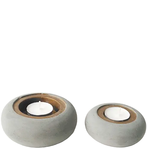 Green-Life cement grey tealight holder GF25CH701 offering a modern industrial look, suitable for minimalist candle brands and lifestyle collections.
