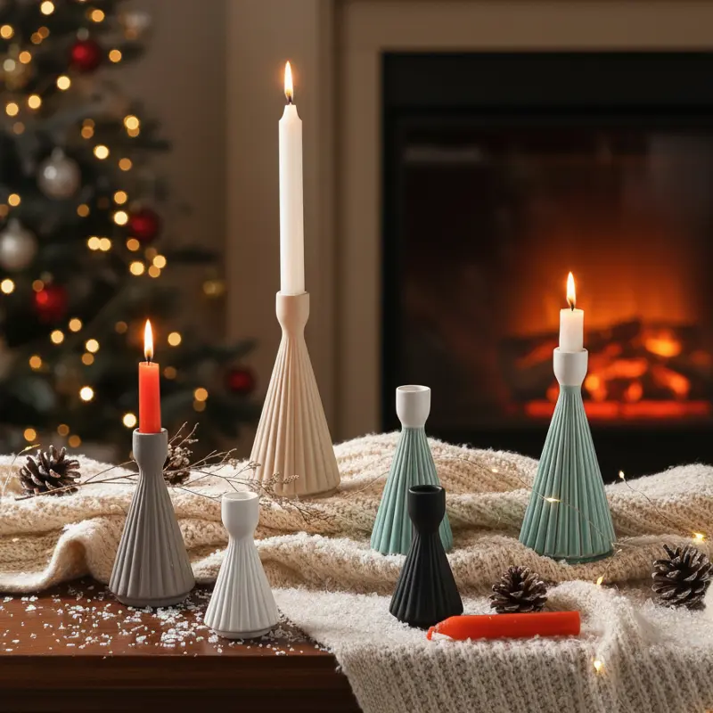 Green-Life ceramic candle stick holder GF25CH876 with matte glaze finish, designed for modern minimalist candle brands and consistent OEM production.